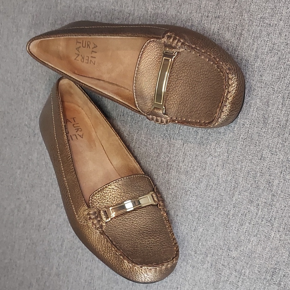 Naturalizer Gadget Bronze Metallic Classic Slip-on Loafers Shoe Size US6 EU36